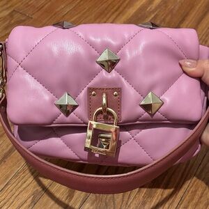 Steve Madden Pink Quilted Shoulder Bag with Studs